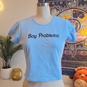Sugar Thrillz Boy Problems Printed Cropped Baby Tee Dolls Kill Clueless